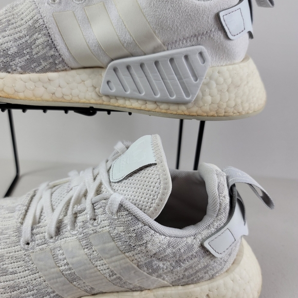 Adidas NMD R2 Flyknit Trainers Triple White Gray BY8691 Women Sneakers Shoes - Picture 11 of 12